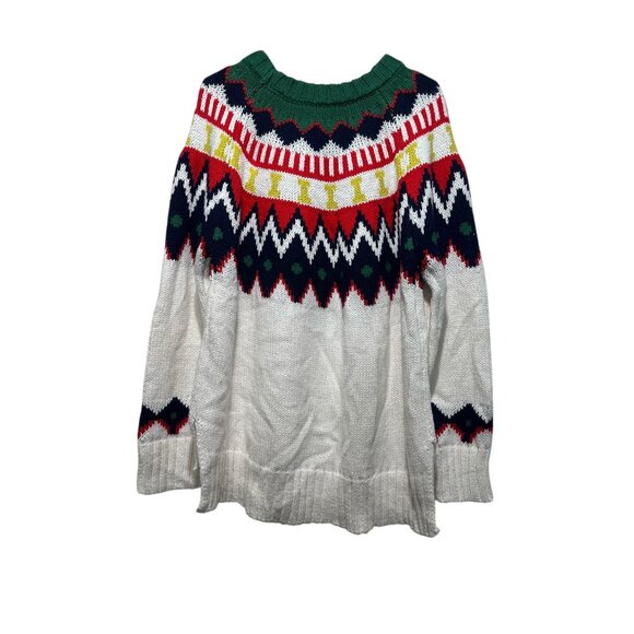 Aerie Fair Isle Knit Long Sweater Womens Large Multicolor Crew Neck Preppy Fall - Picture 4 of 13